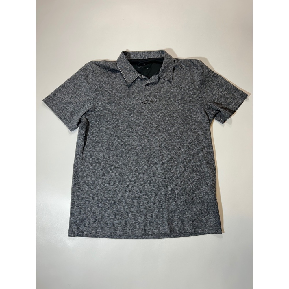 Oakley Polo Shirt Mens Large Gray Excellent Short Sleeve Golf Athletic Logo